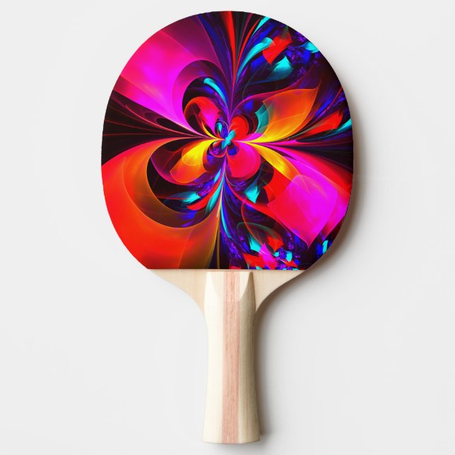 Raquette De Ping Pong Floral moderne Art Abstrait Rouge Bleu Motif #07 (Devant)