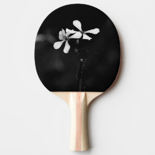 Raquette De Ping Pong floral noir et blanc minimaliste
