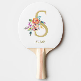 Raquette De Ping Pong  Floral or rose blanc Personnaliser