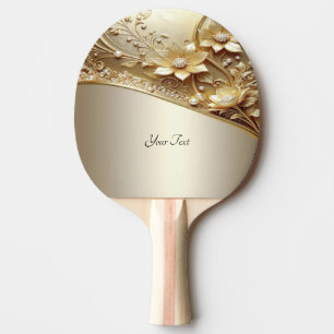 Raquette de ping pong florale en or moderne ornée