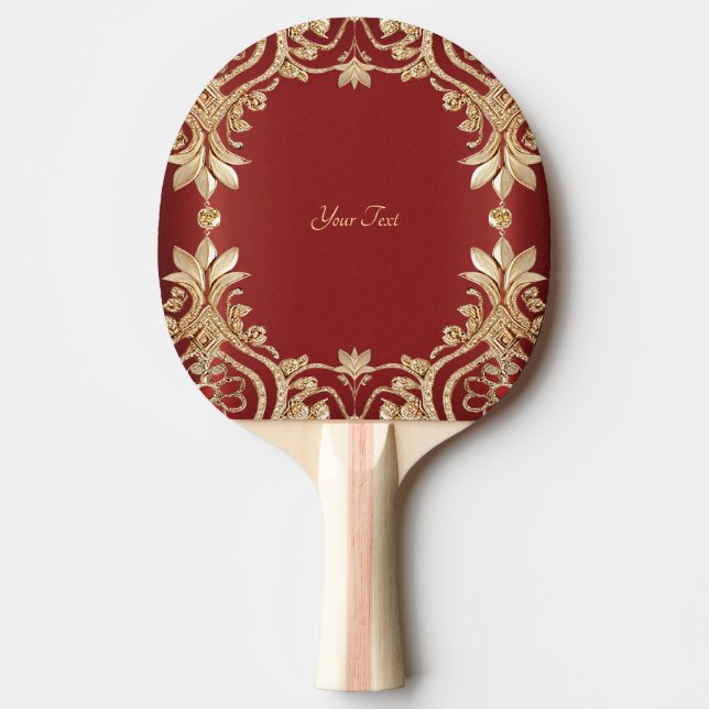 Raquette de ping pong florale rouge or moderne (Devant)