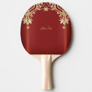 Raquette de ping pong florale rouge or moderne