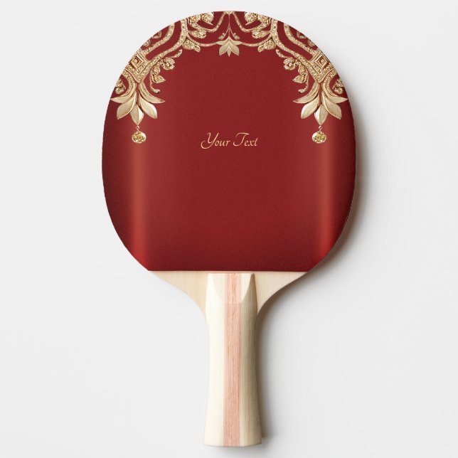 Raquette de ping pong florale rouge or moderne (Devant)