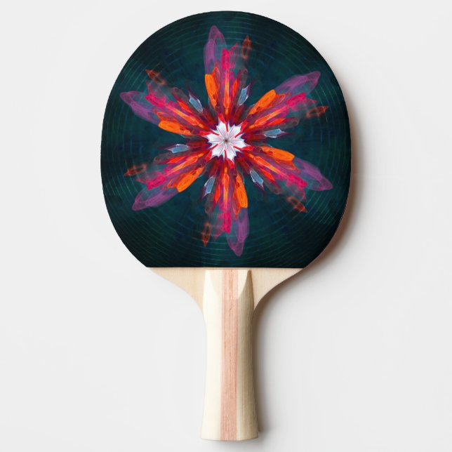 Raquette De Ping Pong Flore Mandala Flowers Orange Red Blue Abstract (Devant)