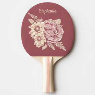 Raquette De Ping Pong Flower Illustration nom personnalisé ping pong pad