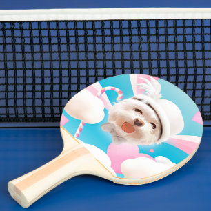 Raquette De Ping Pong Fluffy Dog avec Casquette blanc