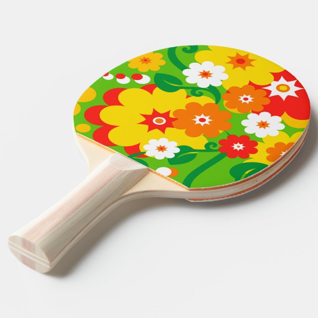 Raquette De Ping Pong Fond d'écran Funky Flower Power (Devant Angle)