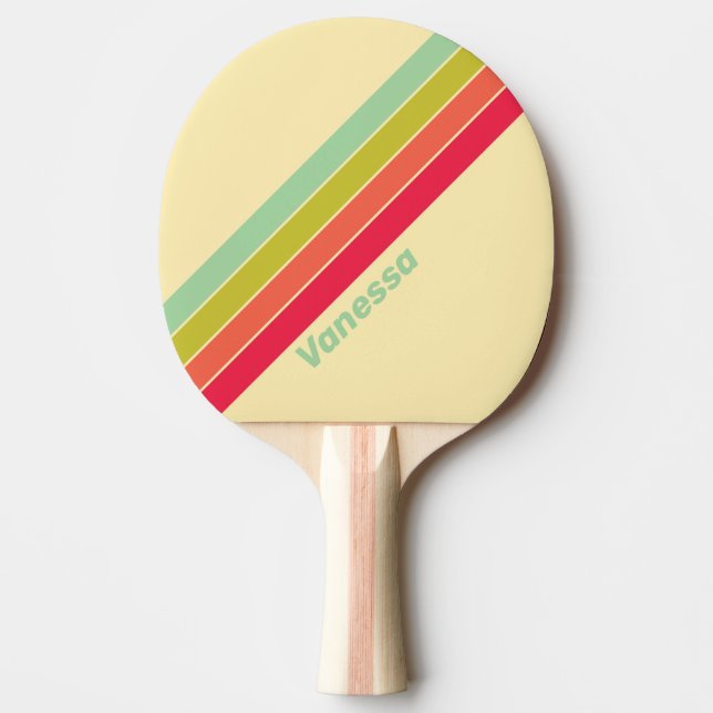 Raquette De Ping Pong Fondant lisse rayé avec nom (Devant)