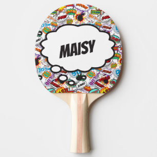 Raquette De Ping Pong Fonds de nom personnalisé Bande dessinée tendance