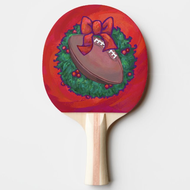 Raquette De Ping Pong Football de couronne de Noël en rouge (Dos)