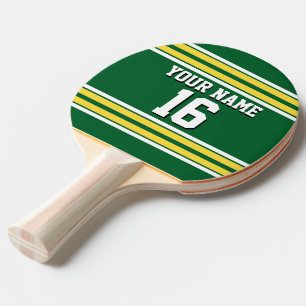 Raquette De Ping Pong Forest Green with Yellow White Stripes