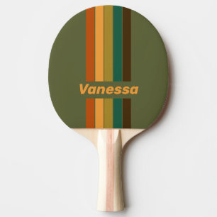 Raquette De Ping Pong Forêt Vintage Marais Rayé avec Nom
