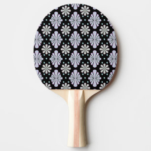 Raquette De Ping Pong Formes florales pastel sur fond noir
