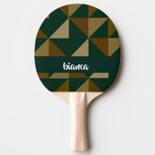Raquette De Ping Pong Formes vertes et brunes de nom personnalisé