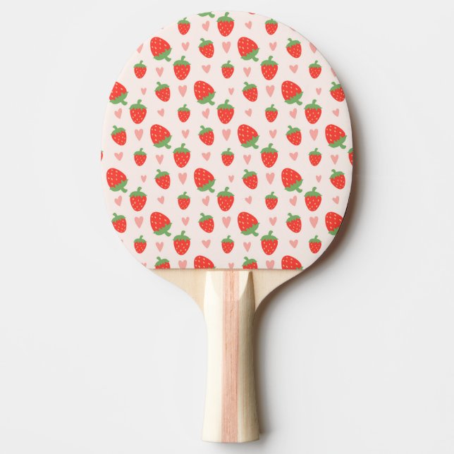 Raquette De Ping Pong Fraises et Coeurs Douces Ping Pong Paddle (Devant)
