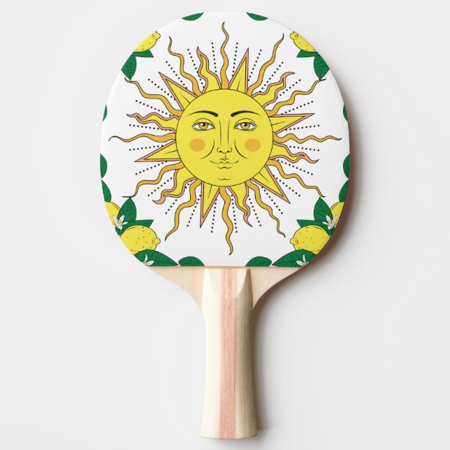 Raquette De Ping Pong Fruits de citron tropicaux, Face Soleil. (Devant)