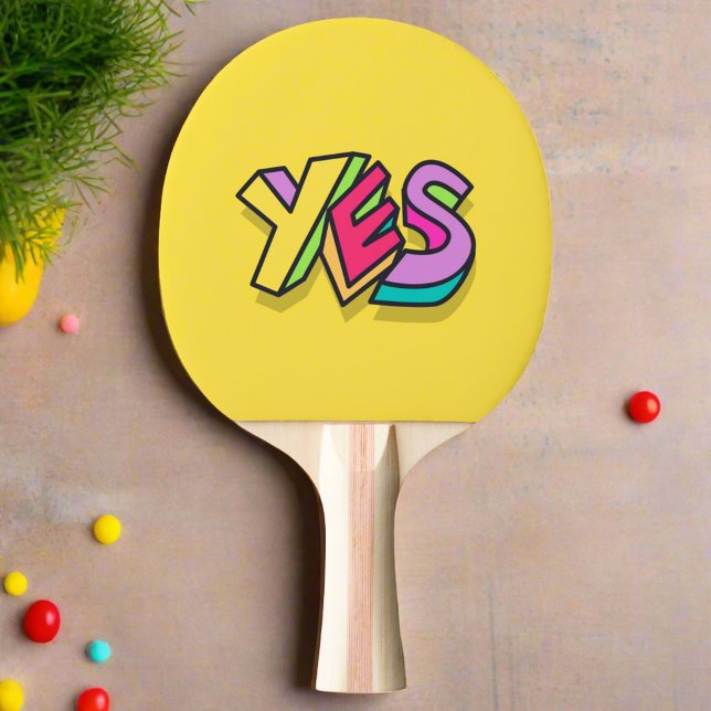 Raquette De Ping Pong Funky Cool coloré "OUI" jaune Sports tendance (Créateur téléchargé)