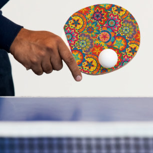 Raquette De Ping Pong Funky Retro couleur Motif Mandala