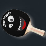 Raquette De Ping Pong Funny Black Scary Face Nouveauté Nom personnalisé<br><div class="desc">Amusant noir monstre effrayant visage nouveauté personnalisé ping-pong batte de Ricaso</div>