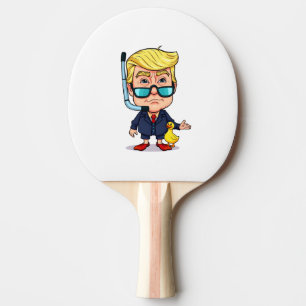 Raquette De Ping Pong Funny Donald Trump Snorkel Cartoon with Rubber Duc