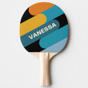 Raquette De Ping Pong Fusion Arc-en-ciel Noir avec Nom