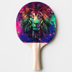 Raquette De Ping Pong Galaxie Hipster Lion arc-en-ciel