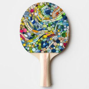 Raquette De Ping Pong Galets colorés Art Mosaïque