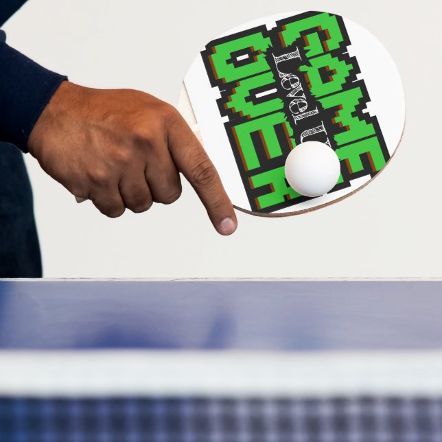 Raquette De Ping Pong Game Over, Level Up : Monde de jeu rétro pixelisé (Insitu)