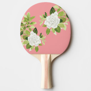 Raquette De Ping Pong Gardenia cape jasmine florale aquarelle