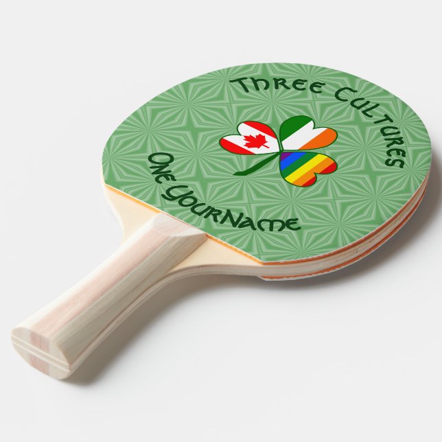Raquette De Ping Pong Gay pride Irlande Canada Shamrock Drapeau Personna (Devant Angle)