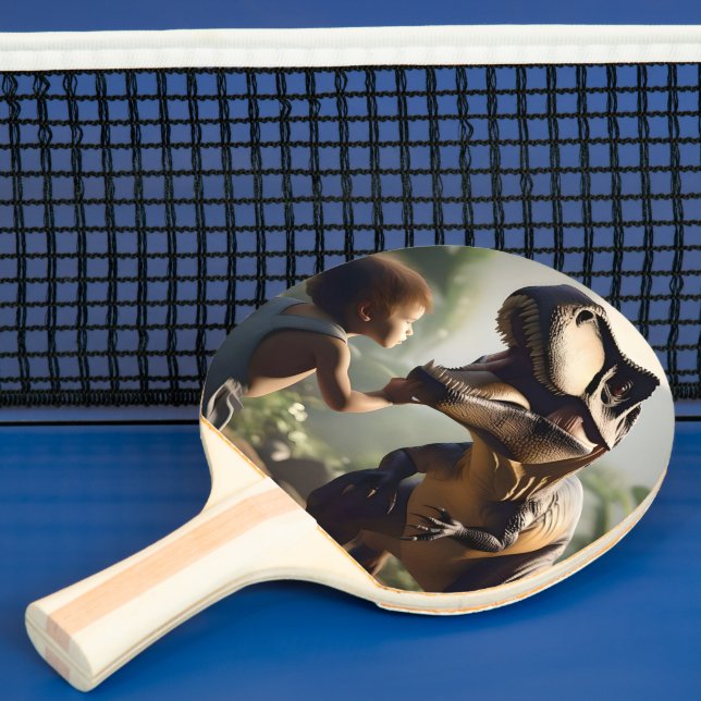 Raquette De Ping Pong Géant doux : Le T-Rex amical qui aime un chat (Insitu)