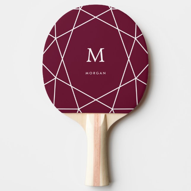 Raquette De Ping Pong Géométrie blanche moderne et monographie | Merlot (Devant)