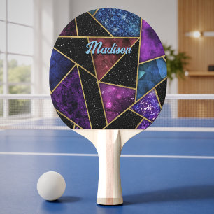 Raquette De Ping Pong Géométrique élégant rouge violet féminin