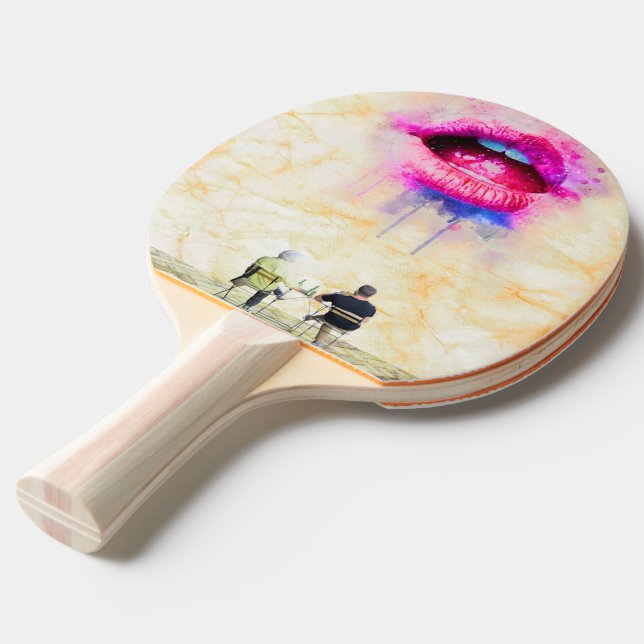 Raquette De Ping Pong  Glamorous Pink Lip Illustration (Dos Angle)