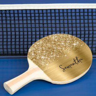 Raquette De Ping Pong Glittery Gold Glam Nom du script