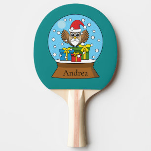 Raquette De Ping Pong Globe des neiges avec Chouette du Père Noël   Pers