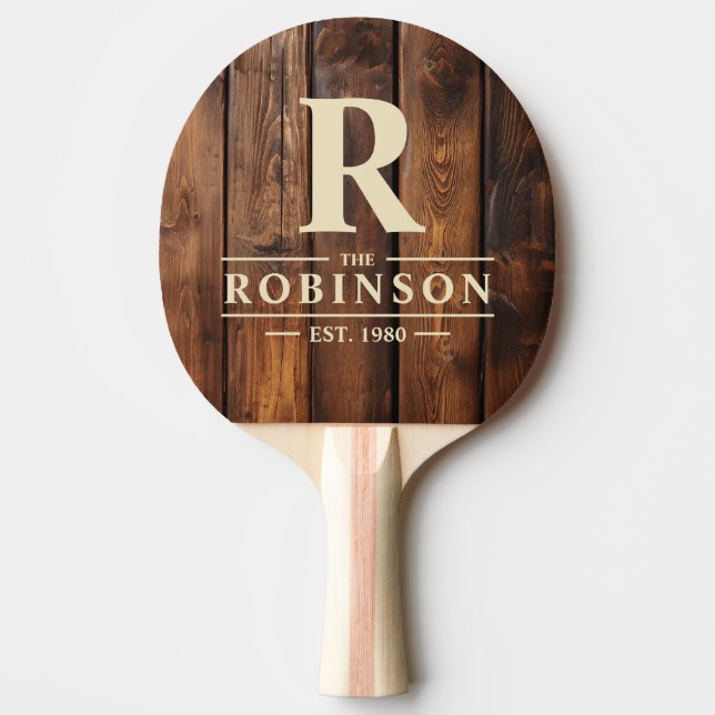 Raquette De Ping Pong Gloss Stain Boards Family Name & Initial (Devant)