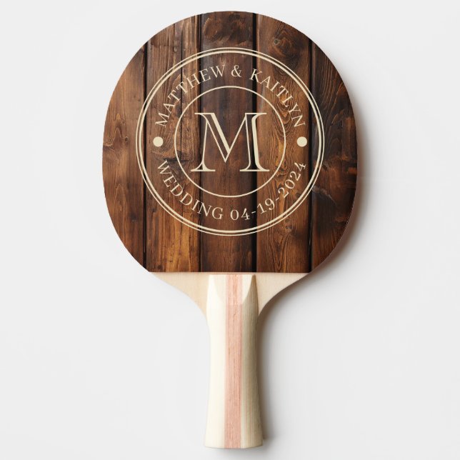 Raquette De Ping Pong Gloss Stain Boards Wedding Monogram (Devant)