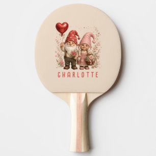 Raquette De Ping Pong Gnomes de la Saint-Valentin personnalisés avec des