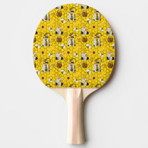 Raquette De Ping Pong Gnomes Fabriquant du miel Jaune Floral Abeilles de