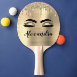 Raquette De Ping Pong Gold Glitter Sparkle Eyelashes Monogram<br><div class="desc">Gold Faux Foil Metallic Sparkle Parties scintillant brossé Monogramme en métal Nom et cils initiaux (Lashes), Extensions Eyelash et Pagaie de Ping Eyes Ping. Cela rend le cadeau parfait pour 16 ans, mariage, douche nuptiale, anniversaire, baby shower ou bachelorette cadeau pour quelqu'un décorant sa chambre dans le style cool de...</div>