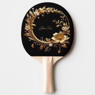 Raquette De Ping Pong Golden Floral Ornate Ping Pong Paddle