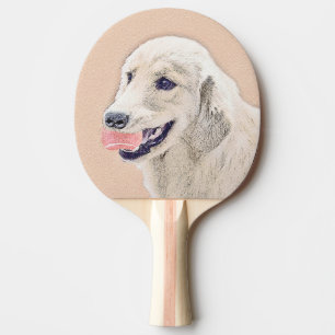 Raquette De Ping Pong Golden Retriever avec Tennis Ball Peinture Chien A