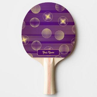 Raquette De Ping Pong Golden Stars Circles violet Élégant Rustique