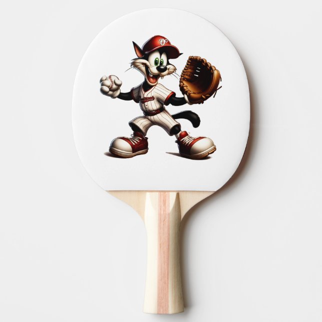 Raquette De Ping Pong Goofy Cat Baseball Pitcher Monte (Devant)