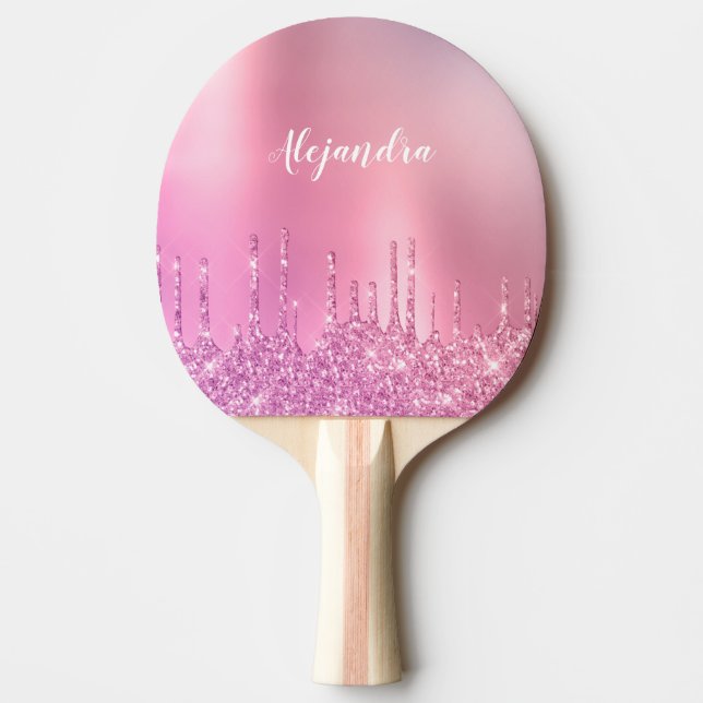 Raquette De Ping Pong Gorgeous pink rose gold & purple glitter drips (Devant)