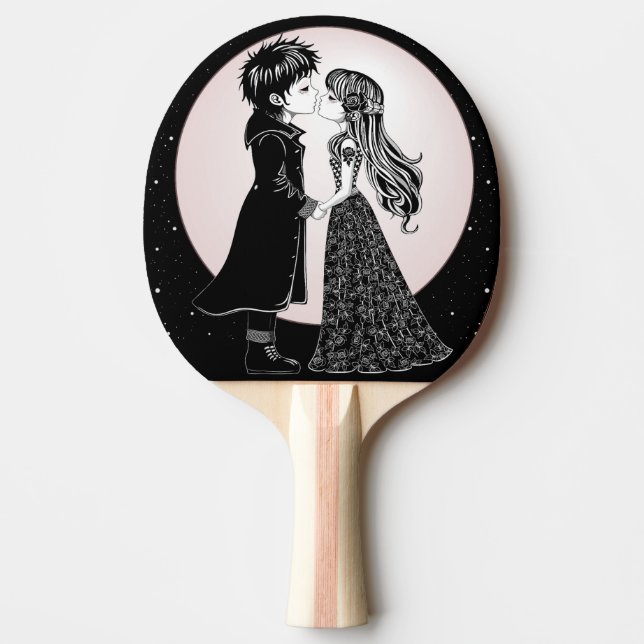Raquette De Ping Pong Gothique Emo Enfants Kiss Valentine's Day (Devant)