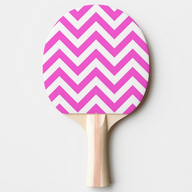 Raquette De Ping Pong Grand Motif Chevron ZigZag rose chaud (Devant)