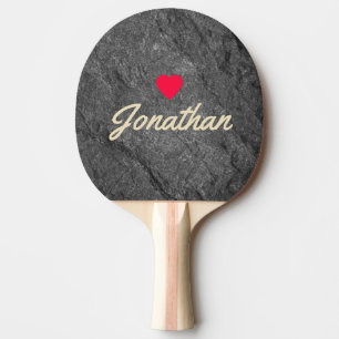 Raquette De Ping Pong Granit Foncé Moderne Pierre Signature Vintage Cœur
