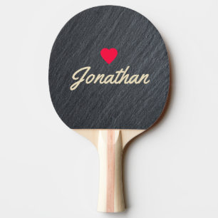 Raquette De Ping Pong Granit Noir Lisse Vintage Cœur Signature